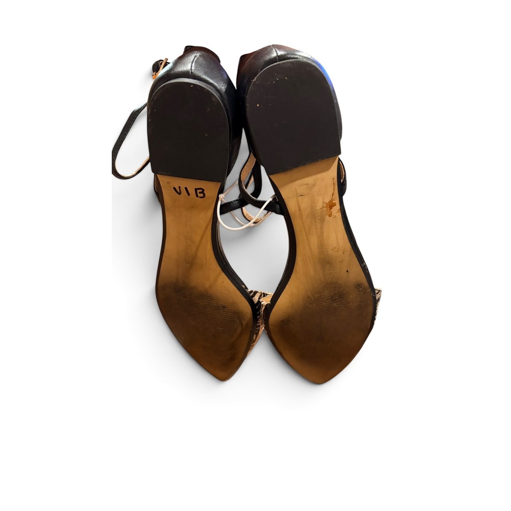 Banana Republic D'Orsay Flats Size 7 Ankle Strap Black White Snakeskin Leather - Picture 7 of 7